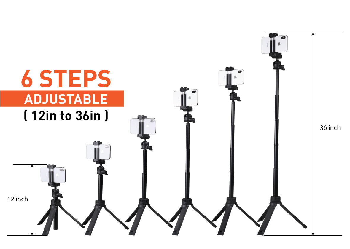 Ztylus Journalist Selfie Tripod Smartphone Stabilizer Rig, Hand Grip, Table Tripod, Rotatable Ball Head, Adjustable Leg, for DSLR Mirrorless Camera, Smartphone, Action Camera